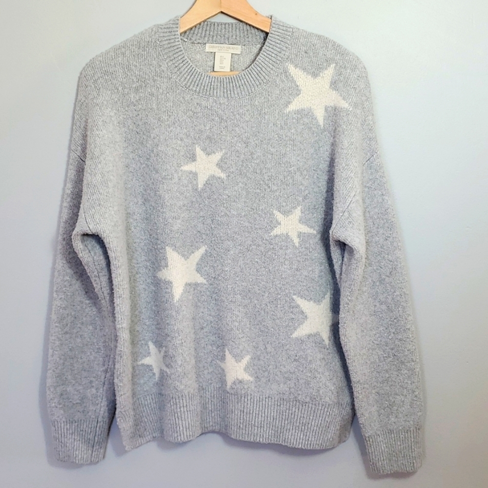 Christian Siriano Grey Stars Knit Sweater L